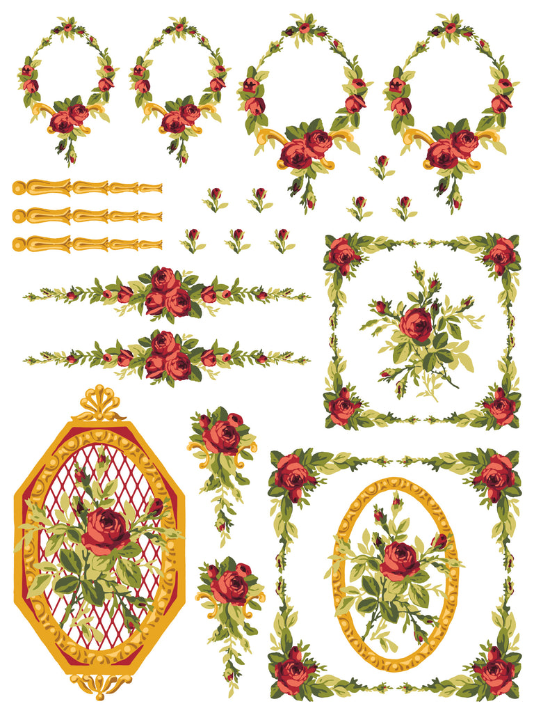 Iron Orchid Designs Petite Fleur Red IOD Paint Inlay 12x16 Pad™ 4 sheets - BluebirdMercantile