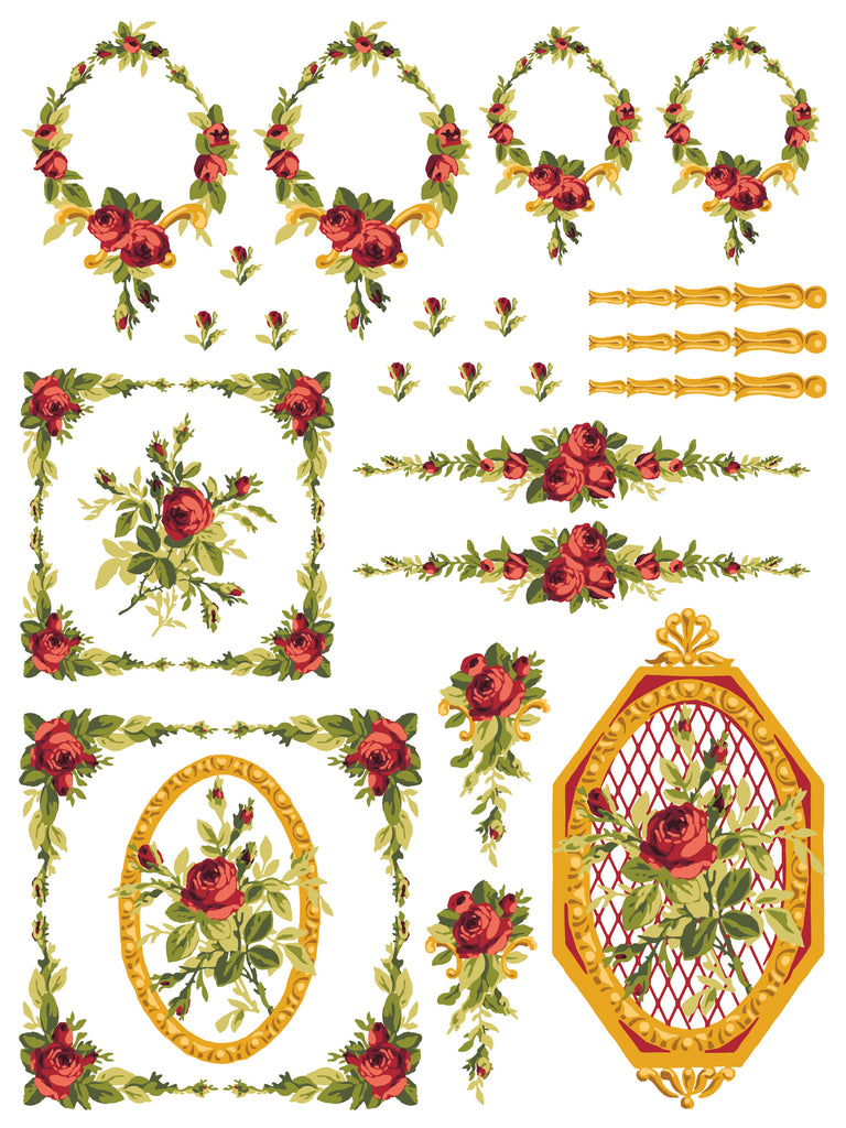 Iron Orchid Designs Petite Fleur Red IOD Paint Inlay 12x16 Pad™ 4 sheets - BluebirdMercantile