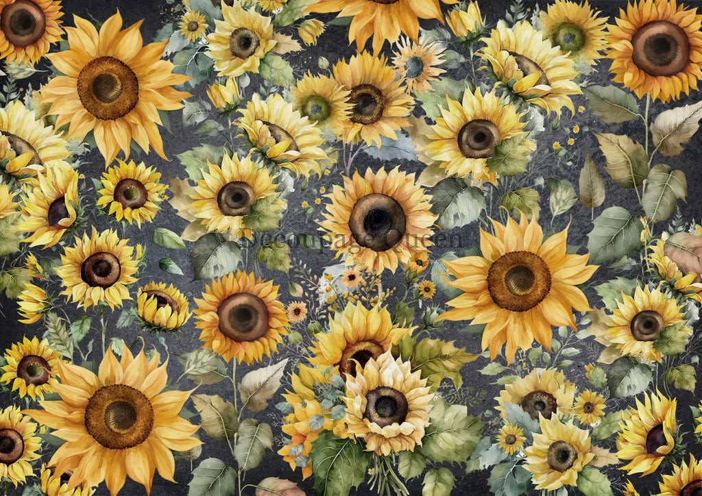 Decoupage Queen Field of Sunflowers vellum paper A4-11.7 x 8.3 in