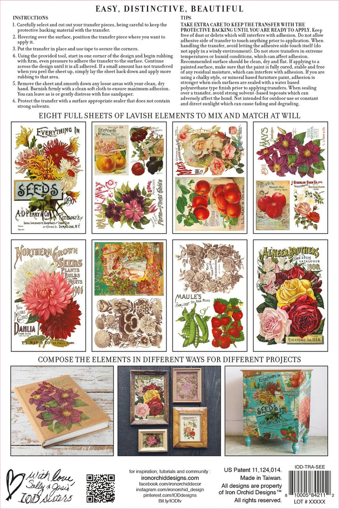 Iron Orchid Design Seed Catalogue Transfer Pad 8 -8 x 10 in sheets