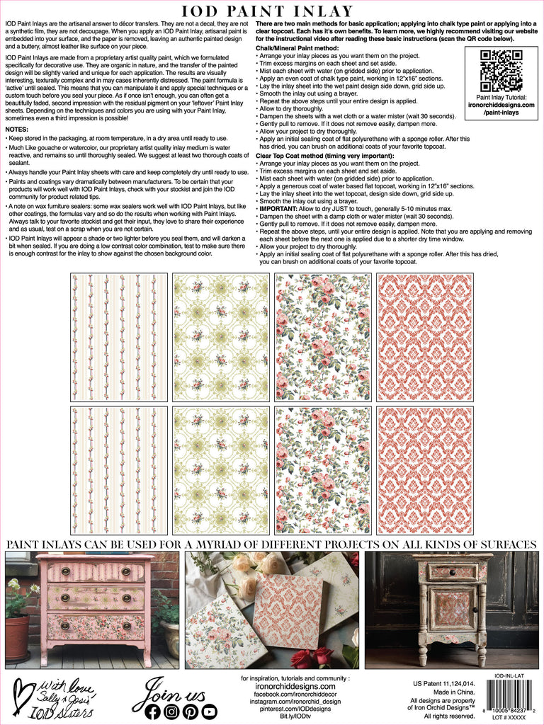 Iron Orchid Designs Lattice Rose Paint Inlay 12x16 Pad™ 8 sheets - BluebirdMercantile