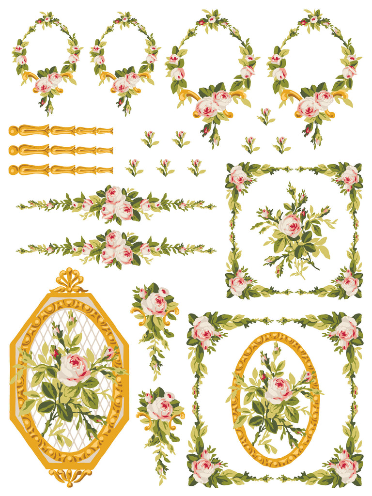 Iron Orchid Designs Petite Fleur Pink IOD Paint Inlay 12x16 Pad™ 4 sheets - BluebirdMercantile