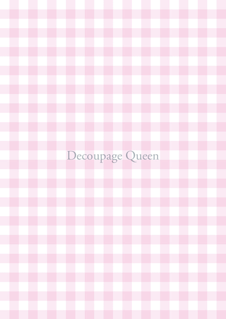 Decoupage Queen Pink Gingham Rice Paper A3-11.7 x 16.5 in - BluebirdMercantile