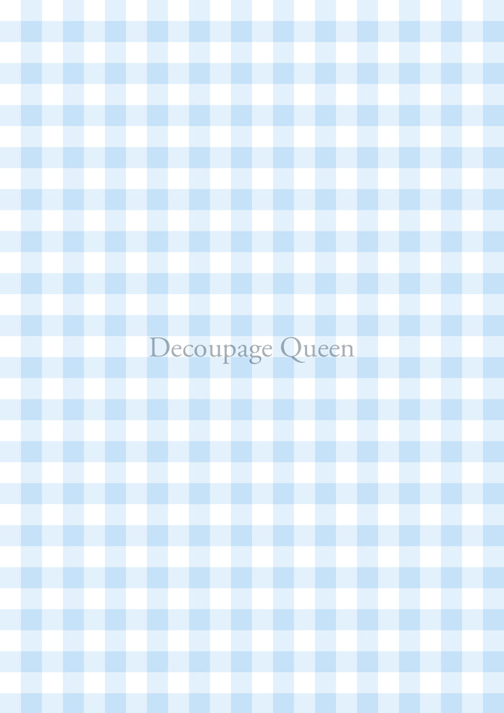 Decoupage Queen Blue Gingham Rice Paper A3-11.7 x 16.5 in - BluebirdMercantile