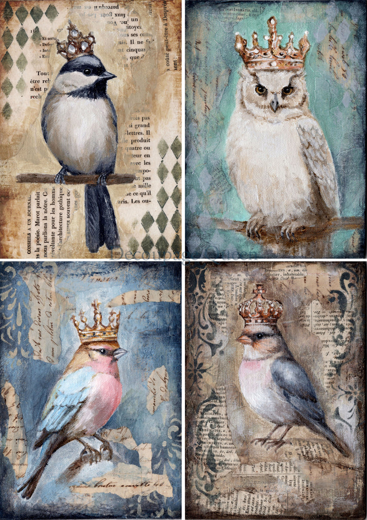 Decoupage Queen Teresa Rene Art The Four Birds Rice Paper A3-11.7 x 16.5 in - BluebirdMercantile
