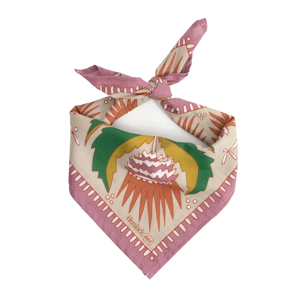 Hemlock Goods now HANKER Martha # 81 Premium Cotton Handmade Bandana mauve green gold rust floral-BluebirdMercantile