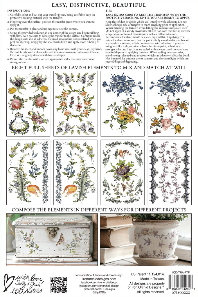 Iron Orchid Design Fairytale Florals Transfer Pad 8 -12 x 16 in sheets-BluebirdMercantile