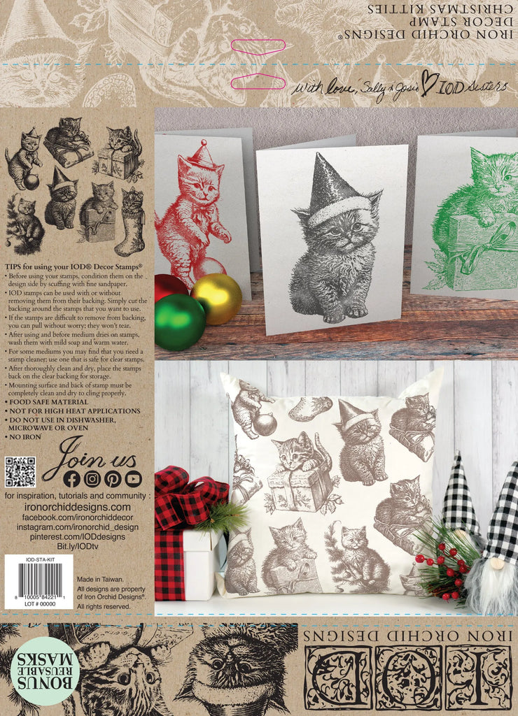 Iron Orchid Designs Christmas Kittens 12 in x 12 in Decor Stamps Limited Edition