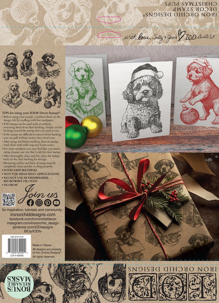 Iron Orchid Designs Christmas Pups 12 in x 12 in Decor Stamps Limited Edition