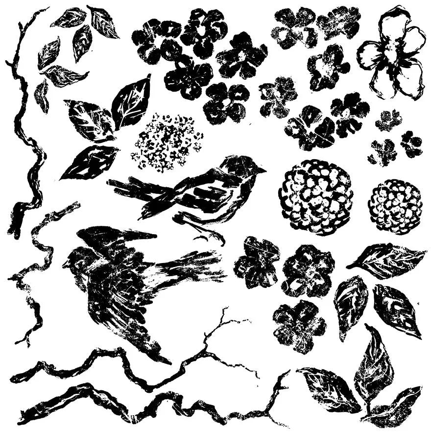 Iron Orchid Designs Birds , Branches, and Blossoms 12×12 DECOR STAMP™